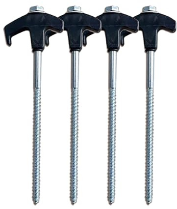 Zeltheringe zum Einschrauben, Bodenanker, robuste Metall-Gewinde-Spikes, Camping, für Outdoor-Heringe, 4 Stück