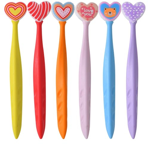 PYRUVAE 6 Piezas Gomas de Borrar para Niños, Borradores de Lápiz Grandes 16cm con Diseños Divertidos Corazón, Goma de Borrar Suave para Material Escolar, Oficina y Regalos de Cumpleaños