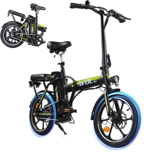 Velo Electrique Pliable 16 Pouces pour Adultes, vélo électrique pour Homme et Femme, vélo électrique Urbain, Batterie 36 V 12,8 Ah, Freins à Disque, vélo électrique Compact