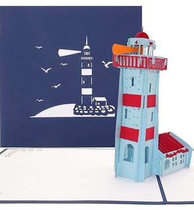 Pop-Up Karte Leuchtturm 3D Geburtstagskarte Maritim - Einladung, Gutschein, Souvenir & Grußkarte von Ostsee und Nordsee
