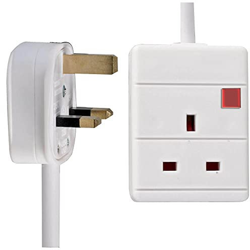 Mr Gadget Solutions® 1 Way Gang Single Socket Mains Power Extension Lead 13A UK 3Pin Plug - 5 Metre Cable, White