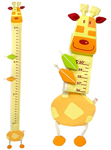 Wood and Fabric Wall Growth Chart, Height Measurement, Scale, Ruler for Kids (Giraffe)