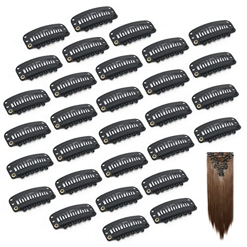 Dreamlover Clips für Extensions Schwarz, Perücken Clips Klein, 30 Stücke | Tressen Clips Aus Edelstahl, Geeignet für alle Perücken, Haarverlängerungen und Hüte, Leicht Einzunähen