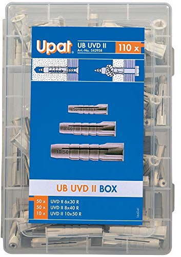 Upat Box Spreizdübel UB UVD II Box, Dübelbox, 110 Stück, Die Dübel-Sortimentslösung für fast alle Baustoffe.