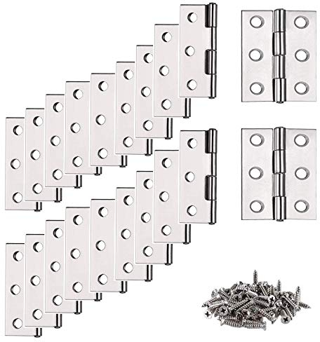 BluVast Charnières lourdes butées intérieures - 20 pièces - Sangle de piano - Noir - Acier inoxydable brossé - Argent