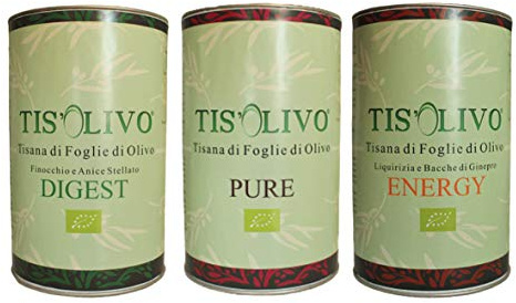 3 confezioni di Tisane di Foglie di Olivo TIS'OLIVO foglie di olivo anice stellato finocchio liquirizia e bacche di ginepro