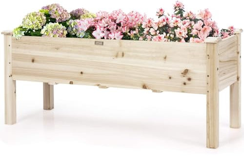 RELAX4LIFE Orto Rialzato da Esterno in Legno, Fioriera/Aiuola Rialzata da Giardino, Fioriera da Esterno per Piante, Fiori e Erba (120 x 44 x 51 cm)