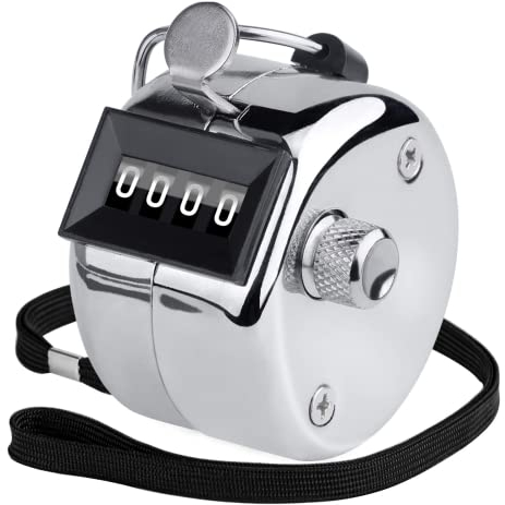 KTRIO Handzähler Zähler, Metall Zähler Klicker Counter, 4-Stellige Zähler für PersonenzählerCoaching, Stricken, Menschen,Golf und Reihenzähler,Silber