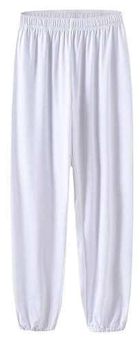 VIRACIN Pantaloni Kung Fu Tai Chi e Wing Chun Bottoms per donne e uomini Pantaloni sportivi leggeri e lisci per arti marziali, bianco-M