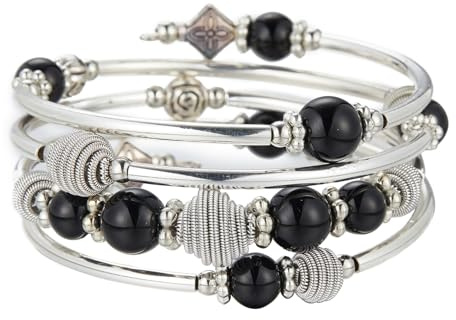 Bulinlin Bracciale avvolgente in argento con perle naturali boho multistrato da donna, idea regalo di compleanno per donne, 6 Zentimeter, Argento Rame Metallo