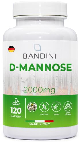 Bandini® D-Mannose 2.000mg, Vegan & Natürlich aus Birke, Zur Prävention & unterstützenden Behandlung von Blasenentzündung & unkomplizierten Harnwegsinfekten, Antibiotikafrei — Immunsystem stärken