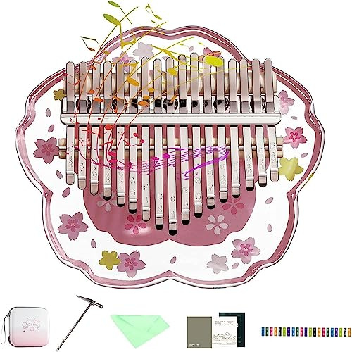 ArtisanShow Kalimba Thumb Piano 17 Keys, Cherry Blossoms Shape Marimbas Finger Piano with Study Instruction and Tune Hammer, Music Gifts for Beginners Lovers Players
