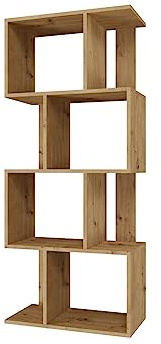VBChome Standregal 60 x 140 x 30 cm Eiche Artisan Büroregal mit 4 Fächern Bücherregal Bücherschrank Regal Holzwerkstoff Mehrzweckschrank für Flur Schlafzimmer Wohnzimmer Kinderzimmer Eiche Artisan