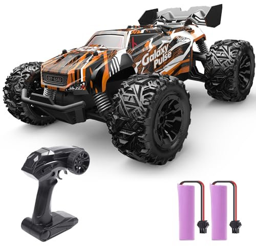 DEERC RC Car, Remote Control Monster Truck W/ 2 Batteries for 40 Min Play, All-Terrain 2.4GHz RTR Rock Crawler Toy Gift for Boys Girls Kids Beginners Orange