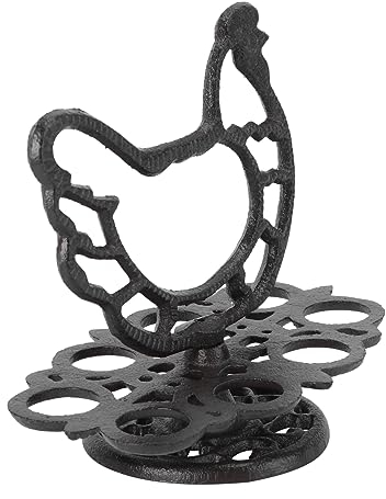 HEMOTON Soporte para Huevos De Cocina Retro De Hierro Fundido Estante Práctico para Almacenamiento Diseño Vintage Adecuado para Cocinas Rústicas Decoración De Pastelerías 6 Huevos