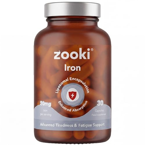 Zooki Liposomal Iron Glycinate 100mg, 30 Vegan Capsules | High-strength iron glycinate supplement, energy, red blood cell and immune support, vegan iron capsules for women and men
