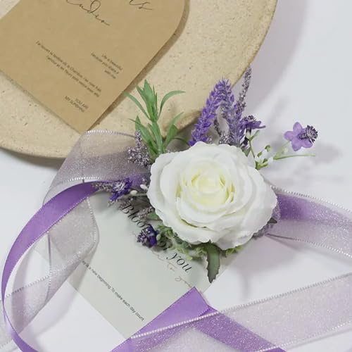 EboLD Boutonnière artificielle lilas avec fleurs pour demoiselle d'honneur, mariage/fête de mariage, corsages pour mariage-05 corsage