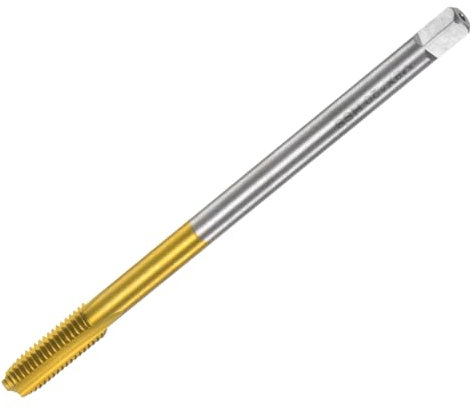 sourcing map Metric Thread Tap M8 x 1.25 H2 120mm Extra Long Titanium Coated High Speed Steel 6542 Straight Flute Screw Thread Milling Machine Taps Threading Tapping Repair Tool