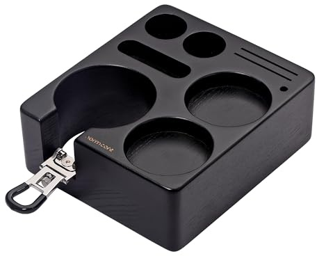 Normcore Espresso Tamping Station, Genuine American Black Ashwood, Coffee Tamper, Distributor, WDT, Puck Screen, Portafilter Holder Stand, Solid Black Ashwood for 58mm Espresso Machine Accessories