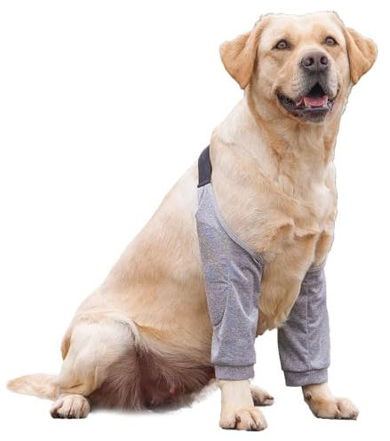 DKDDSSS Recovery Sleeve Hund, Ellenbogenbandage Hund, Ellbogenschoner für Hunde, Hund Chirurgie Erholung Recovery Sleeve für Vorderbeine, Kniebandage Arthrose für Hunde (Grau, XXL)