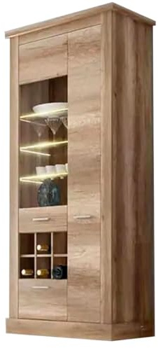 amuéblate Online - Mueble Vitrina Leds para Salón o Comedor, Modelo Florida, Práctico y Funcional, Color Cañón, Fácil de Montar, Medidas: 96 cm (Ancho) x 202 cm (Alto) x 42 cm (Fondo)