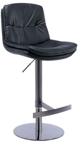 MEIZHITU Barstuhl Tresenhocker Hebebarhocker Barhocker Aus Pu-Leder Schwarz Gebürsteter Edelstahl Thekenhocker Hochhocker Bistrohocker Designer Hocker(E)