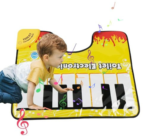 Tappetino per WC con tastiera – Tappetino per WC | Tappeto lavabile per vasino con suono pianoforte | Tappeto musicale per il bagno divertente del vasino