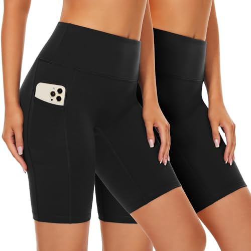 SIMIYA Cycling Shorts Women High Waist Short Leggings with Pockets | Tummy Control Gym Shorts Soft Comfort Pants Stretch Tights for Running Gym Yoga