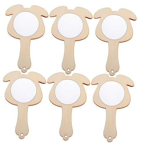 BESTonZON 6stücke Junge Mädchen Holzspiegel Unfertige Mini Handspiegel Für Kreative Bastelprojekte Für Junge Mädchen Um Ihre Eigenen Spiegel Zu Gestalten Und Spaß Beim Basteln Zu Haben