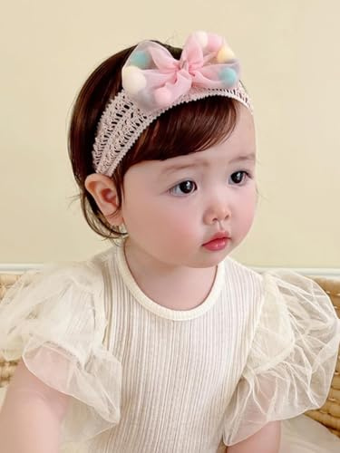 Baby Mädchen Stirnbänder Baby Blume Elastisches Stirnband Schleife Spitzen Weiches Haarband Schmetterling Knoten Satinband Haarschmuck Babygeschenke für Neugeborene(Mehrfarbig Schleife)