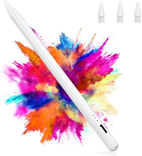 MEETOZ Stylet pour iPad – 2018-2025, stylet magnétique de charge de type C pour écrans tactiles, stylet compatible avec iPad 6/7/8/9/10/11, Air 3/4/5/6, Mini 5/6, Pro 11/12,9