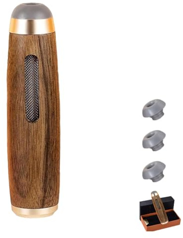 Cendrier de voiture en bois de noyer, porte-cigarette portable en bois de noyer, cendrier d'intérieur anti-vol pour voiture, pour les voyages, la maison, le bureau, les voitures (Gold)