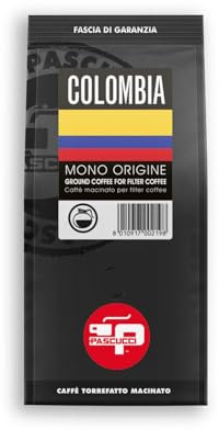 Caffè Pascucci - Caffe Monorigine Colombia Macinato Per Americano Filter Coffee French Press Caffè Filtro 4x250 g Sacchetto Salva Aroma Singola Origine