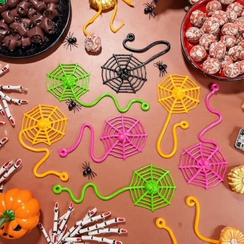 SUFUNNY 36Pcs Sticky Spider Web Hands, Halloween Party Favors Bulk for Kids, Stretch & Throw Toys for Classroom Prizes, Goodie Bag Stuffers, Pinata Fillers, Spider Decorations