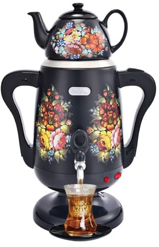 Té De Cerámica Eléctrica, Cafetera Turca Eléctrica De 3.5L+0.6L Con Base Extraíble, Protección De Quemaduras En Seco Y Función De Cierre Automático Para El Café De La Cocina En El Hogar, Té Perfumado