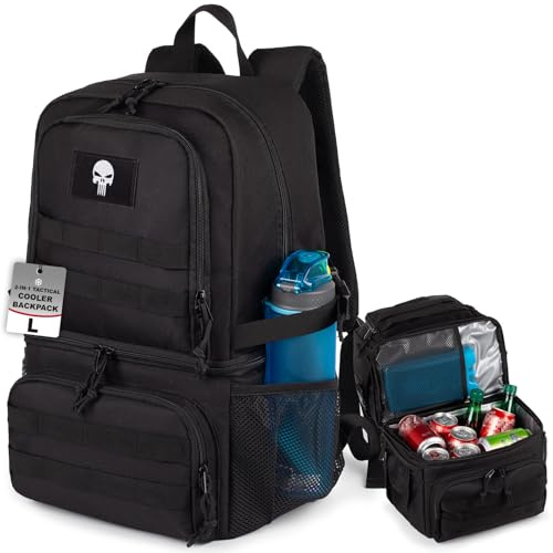 Mochila Tactica Doble Compartimento para Hombre, Grande Mochila para Almuerzo con 2 Compartimientos, Bolsa Refrigeradora Suave