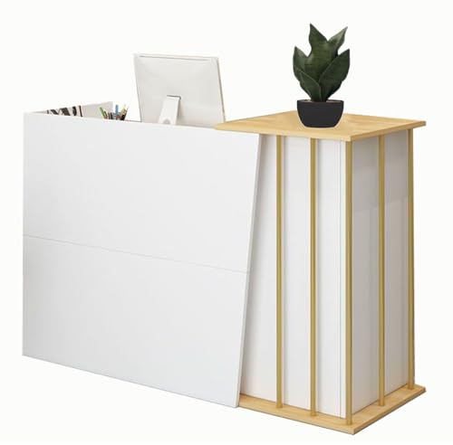 CXFSCD Comptoir de Réception, Comptoir d'accueil pour Caisse Debout avec Tiroirs, Grand Espace de Stockage, pour localisation(Size:120CM,Color:Blanc Chaud)