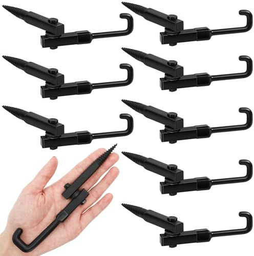 Sadnyy 8 Pack 7'' Tree Stand Bow Hanger Folding Tree Stand Bow Holder Hunting Accessories for Hunting Archery Hanger Multi Purpose for Outdoors Sports (Black)