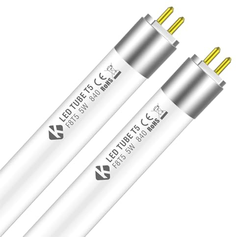 Plug & Play T5 288mm led tube light 5W 4000K 680lm replacement for CFL t5 8w fluorescent light tubes 300mm;LED t5 bulb 288mm work with ECG/CCG ballast,Mercury free,Instant start,Flicker-free/2 Pack