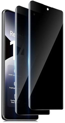 TuFun para Xiaomi Redmi Note 14 Pro 4G / 5G / 14 Pro Plus Privacidad Protector de Pantalla, [2 Piezas] Anti Espía Cristal Templado, Ultra Resistente, 9H Dureza Antiarañazos, Antiespia Vidrio Templao