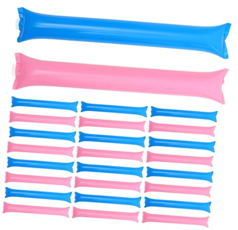 BESTonZON 60PCS Inflatable Thunder Sticks Noise Makers for Sports Events Team Spirit Cheering Sticks in Blue and Pink Portable Cheerleading Props for Basketball Football School Games and