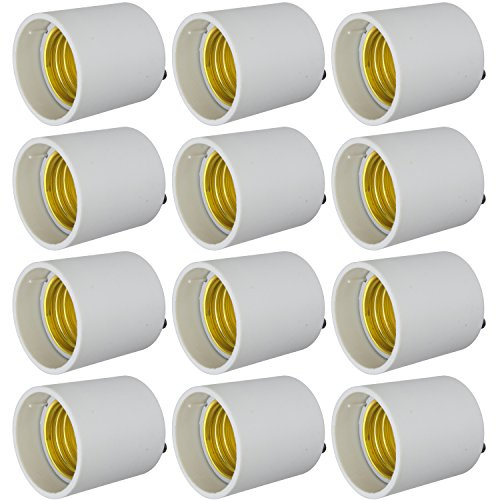 Sunlite GU24 Socket to Medium Base Adapter, Converts GU24 Fixtures to Use Medium Base (E26) Bulbs, Low Profile Design, Easy to Install, White Finish, 12-Pack