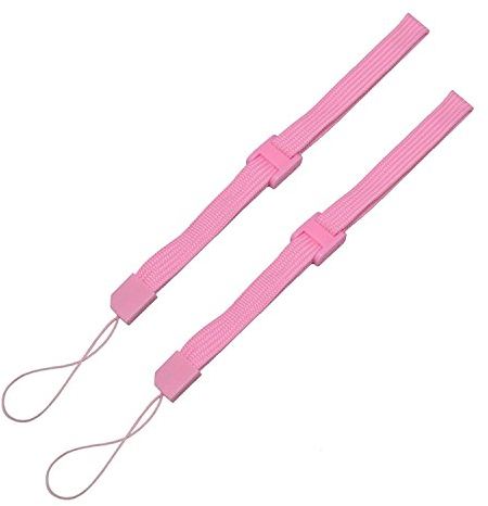 Handgelenkband für Sony PSP 1000 2000 3000 Go PS Vita PS3 Move Cameras, Nintendo DS Lite DSi XL 2DS 3DS XL Wii Remote Wii U, MP3-Musik-Player, Rosa, 2 Stück