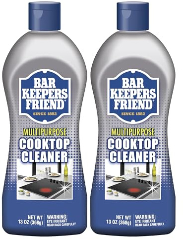 Bar Keepers Friend Cooktop Cleaner (2 x13 oz) Multipurpose Liquid Stovetop Cleanser - Safe for Use on Glass or Ceramic Cooking Surfaces, Copper, Brass, Chrome, and Stainless Steel & Porcelain Sinks