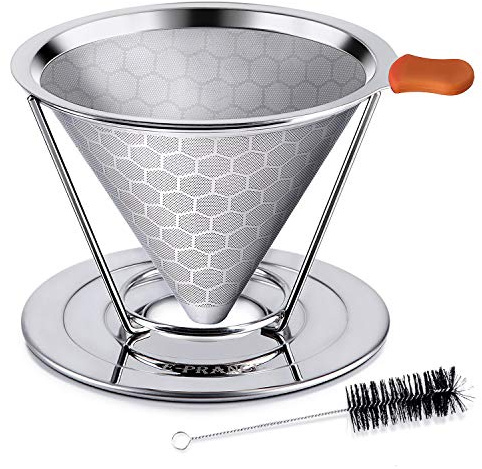 Luckyies Kaffeefilter, Permanenter 304 Edelstahlfilter mit Separater Stand für 1-4 Tassen