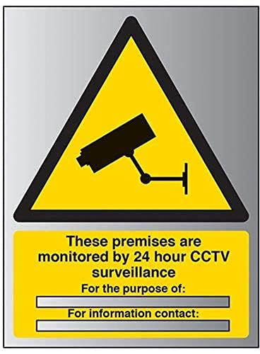 V Safety Monitored By 24 CCTV For The Purpose Of… Sign - 150mm x 200mm - Self Adhesive Alu Effect