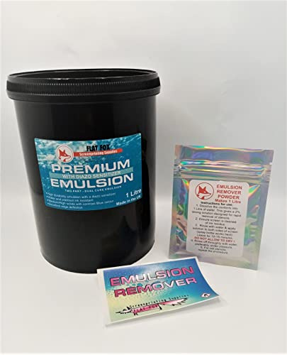 Flat Fox Photo Diazo Emulsion (1 Litre) and Emulsion Remover Stencil Strip Value Pack Set (Makes 1 Litre)