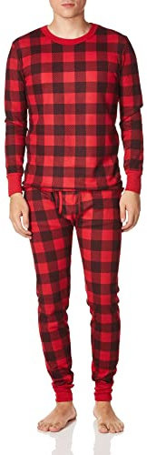 Fruit of the Loom Herren Thermounterwäsche-Set aus recyceltem Waffelmuster (Ober und Unterteil), Buffalo Plaid, 2X