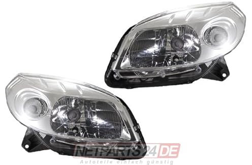 Johns, Jeu de phares pour Dacia Sandero à partir de 06/2008 - Jeu H4 gauche et droit chromé