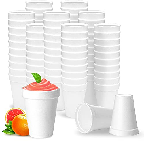Shop Square 12 Oz Disposable Foam Cups (100 Pack), White Foam Insulates Hot & Cold Beverages, Made in the USA, To-Go Cups - for Coffee, Tea, Hot Cocoa, Soup, Broth, Smoothie, Soda, Juice